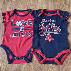 MLB Boston Red Sox Baby 0-3M Bodysuit 2pc NWT Baseball 100% Cotton
